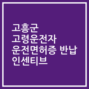 고흥군 고령운전자 운전면허증 반납 인센티브
