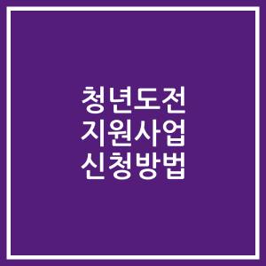 청년도전 지원사업 신청방법