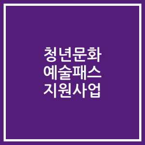청년문화 예술패스 지원사업