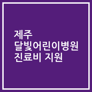 제주 달빛어린이병원 진료비 지원