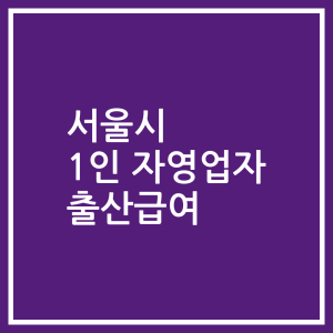 서울시 1인 자영업자 출산급여