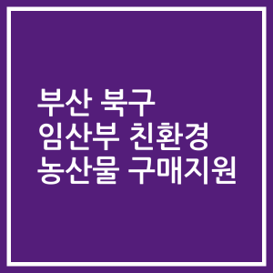 부산 북구 임산부 친환경 농산물 구매지원