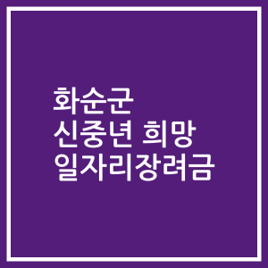 화순군 신중년 희망 일자리장려금