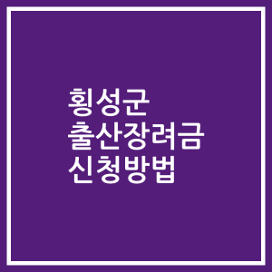 횡성군 출산장려금 신청방법