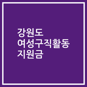 강원도 여성구직활동 지원금