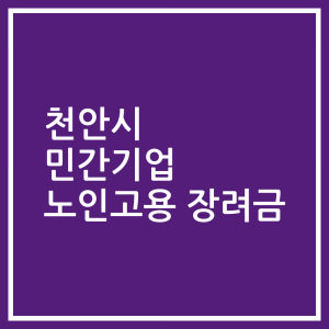 천안시 민간기업 노인고용 장려금