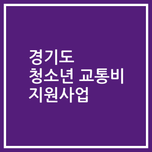 경기도 청소년 교통비 지원사업