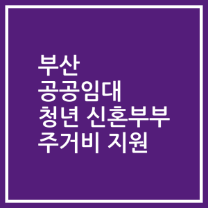 부산 공공임대 청년 신혼부부 주거비 지원